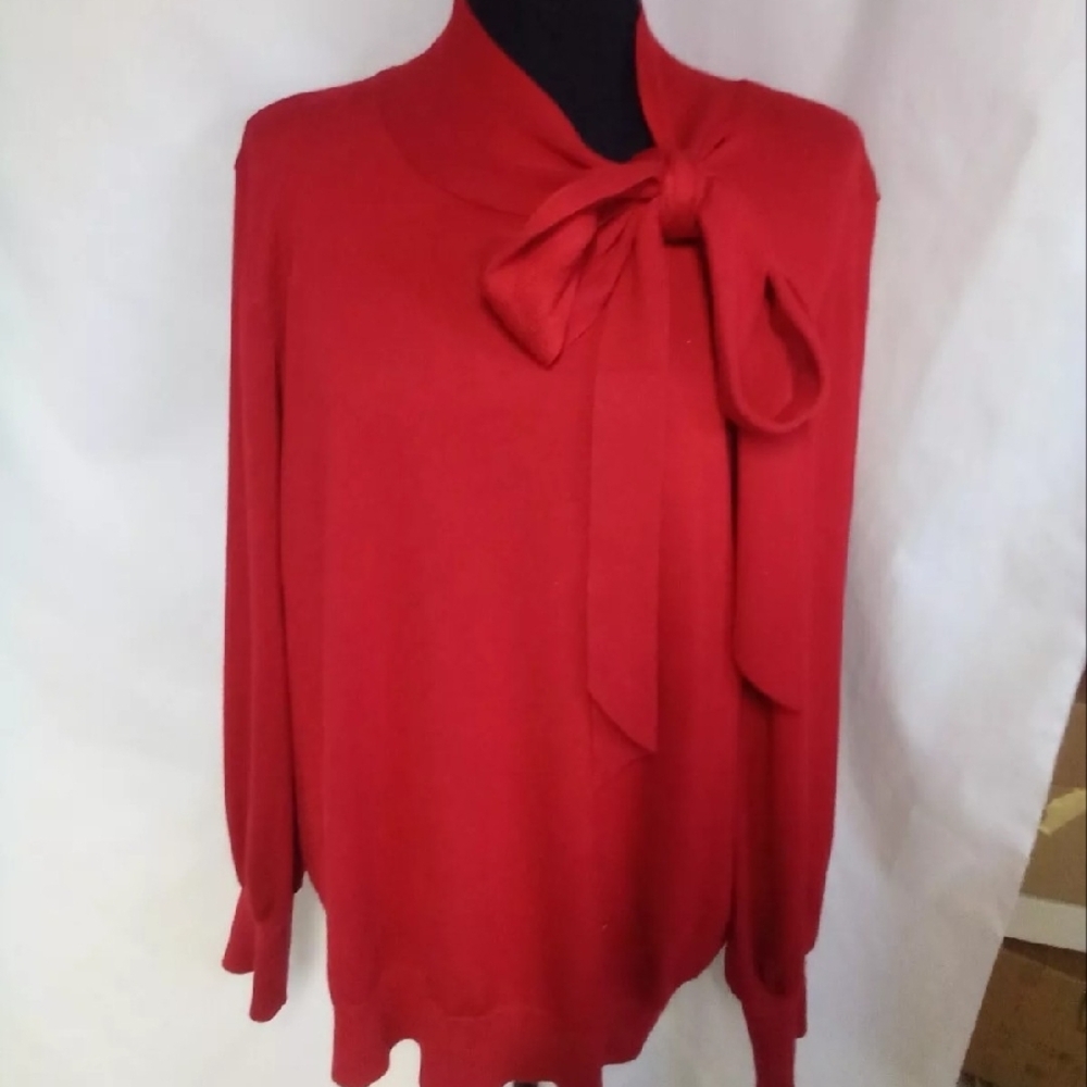 Liz Clairborne Women's Red Sweater with Bow Tie Size Large